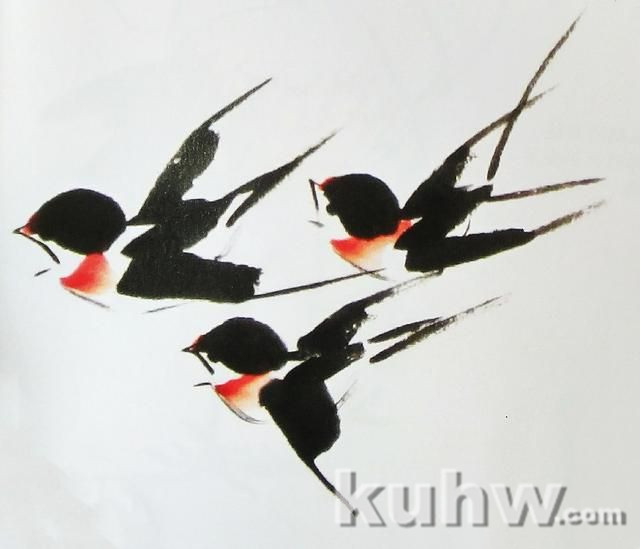 花鸟画之燕子的画法，燕子轻盈多姿的形态画法