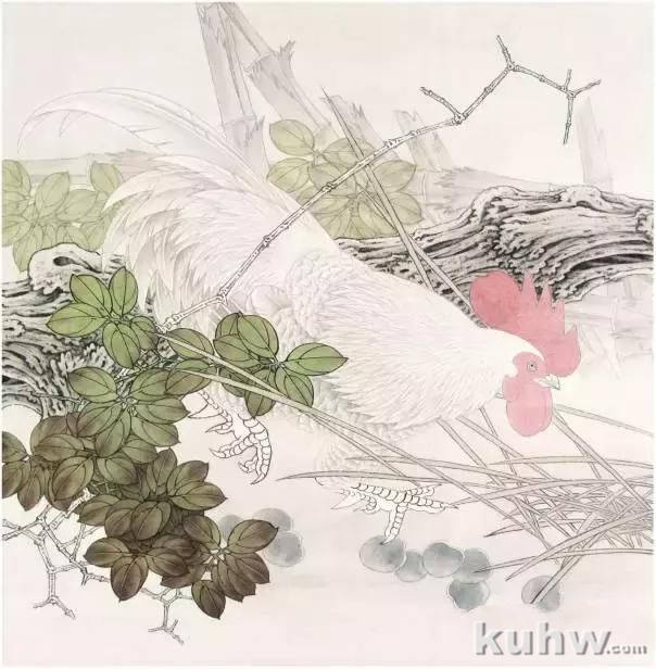 自学工笔画入门教程:工笔画雄鸡步骤详解,工笔雄鸡大图赏析