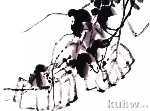 写意藤蔓植物画法教程 藤蔓，叶的组合画法，牵牛花扁豆紫藤凌霄葫芦丝瓜葡萄南瓜的写意画法