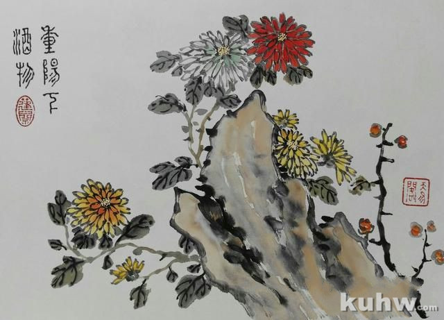 清前名家26种墨菊搭配技法之四,简单易学+21幅示范图