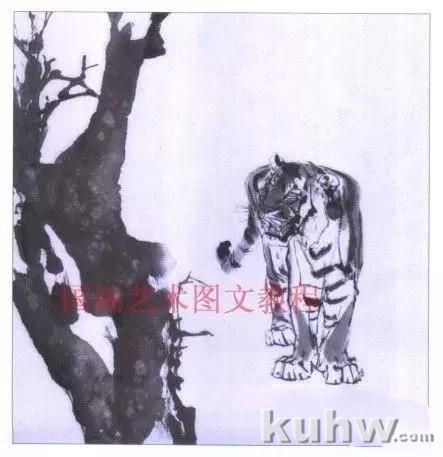 芥子园画传老虎白描图案,画虎白描集萃,怎样画虎,画虎步骤与技法