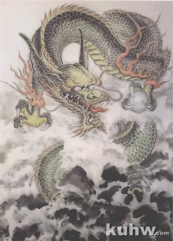 图文教程：中国彩墨龙的画法步骤图片 工笔水墨画龙的简笔画教程