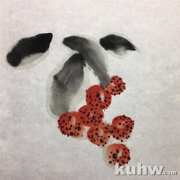 借鉴齐白石2张画，创作荔枝、牛蜂国画，10步骤图文详解