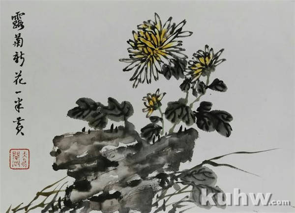 清前名家26种墨菊搭配技法之四,简单易学+21幅示范图