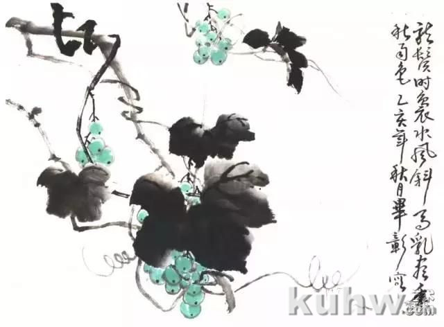 写意花鸟临本:国画葡萄画法,葡萄的绘画技法