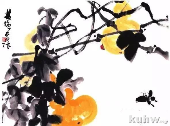 写意藤蔓植物画法教程 藤蔓,叶的组合画法,牵牛花扁豆紫藤凌霄葫芦丝瓜葡萄南瓜的写意画法