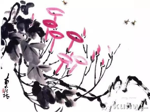 写意藤蔓植物画法教程 藤蔓,叶的组合画法,牵牛花扁豆紫藤凌霄葫芦丝瓜葡萄南瓜的写意画法