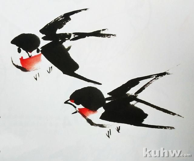 花鸟画之燕子的画法，燕子轻盈多姿的形态画法
