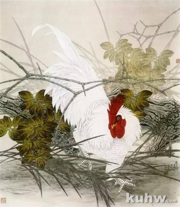 自学工笔画入门教程：工笔画雄鸡步骤详解，工笔雄鸡大图赏析