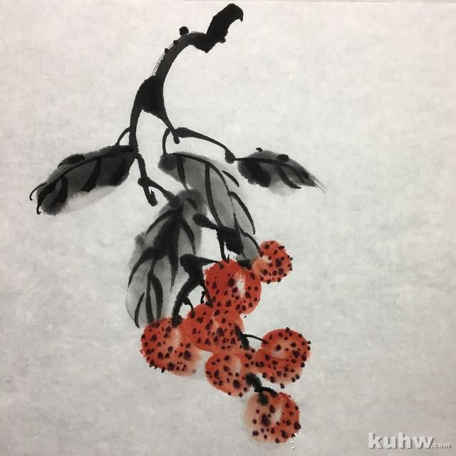 借鉴齐白石2张画，创作荔枝、牛蜂国画，10步骤图文详解