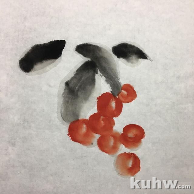 借鉴齐白石2张画，创作荔枝、牛蜂国画，10步骤图文详解