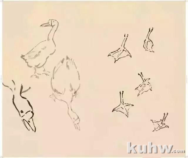 徐悲鸿笔墨再现鹅和鸡的画法（详细图解）