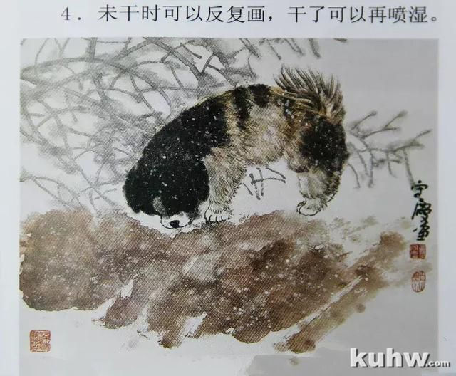 小狗的国画可以这样画,好漂亮