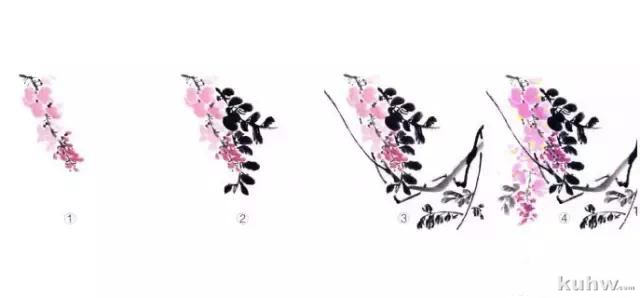 写意藤蔓植物画法教程 藤蔓,叶的组合画法,牵牛花扁豆紫藤凌霄葫芦丝瓜葡萄南瓜的写意画法