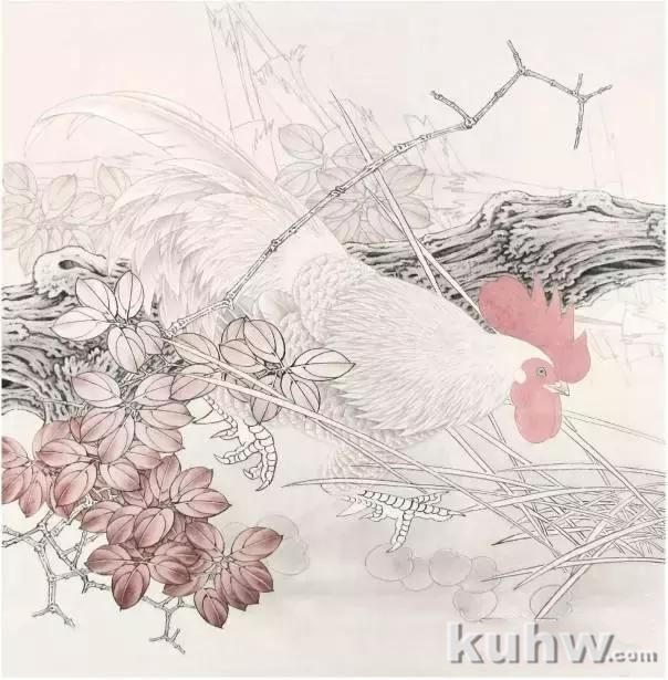 自学工笔画入门教程:工笔画雄鸡步骤详解,工笔雄鸡大图赏析