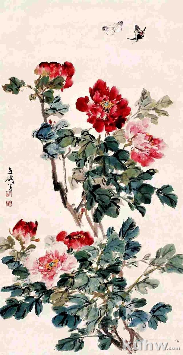 名家写意牡丹新构图 国画牡丹构图、画法及调色教程