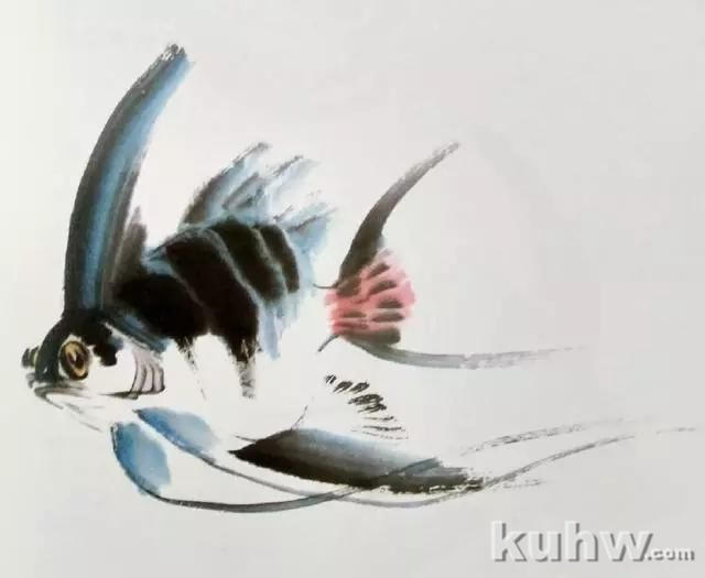 国画之神仙鱼的画法，各种姿态的神仙鱼画法