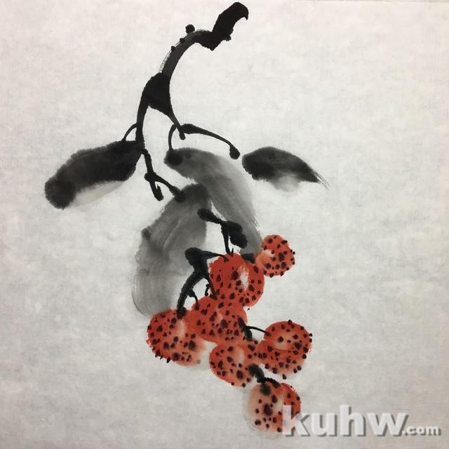 借鉴齐白石2张画，创作荔枝、牛蜂国画，10步骤图文详解