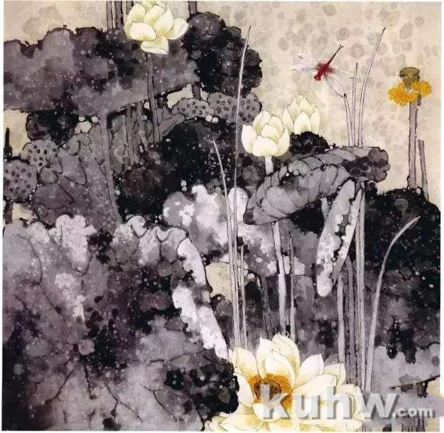 国画图文教程:彩墨荷花画法示范详解