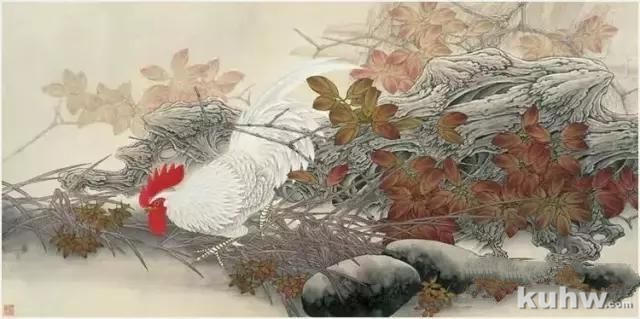 自学工笔画入门教程：工笔画雄鸡步骤详解，工笔雄鸡大图赏析