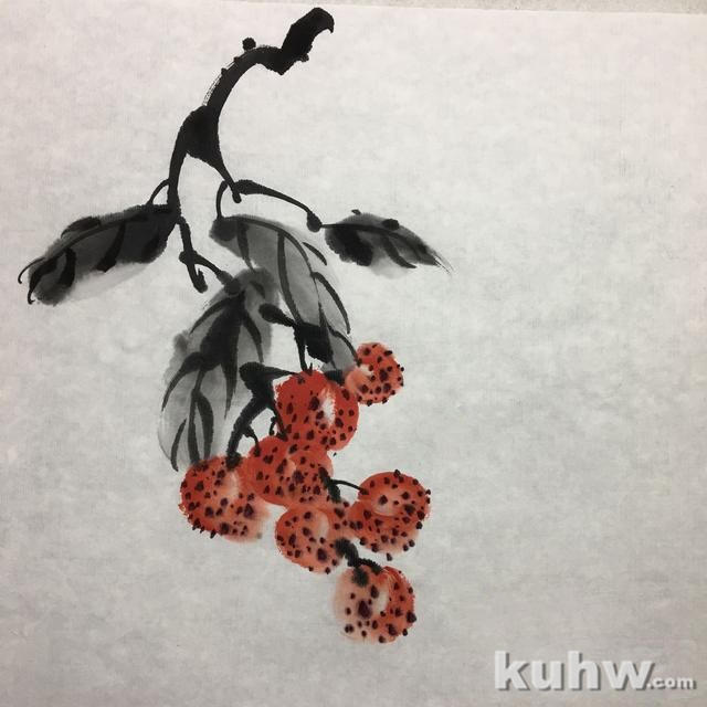 借鉴齐白石2张画，创作荔枝、牛蜂国画，10步骤图文详解