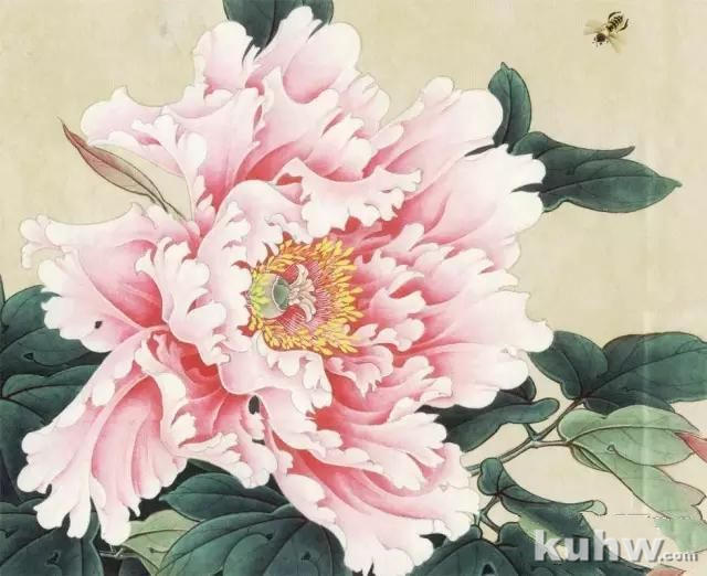 李晓明工笔牡丹花头设色技法,绝了,画工太牛!