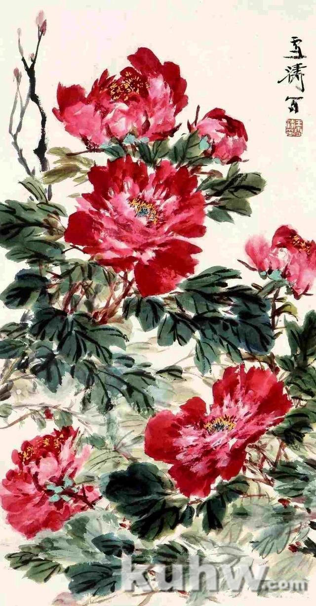 名家写意牡丹新构图 国画牡丹构图、画法及调色教程