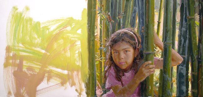 松香水、竹、油画