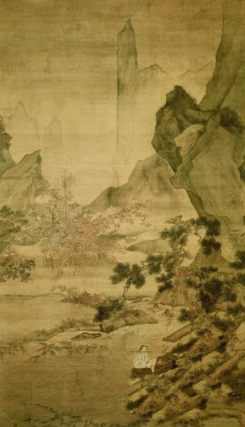 仇英的《松溪横笛图》