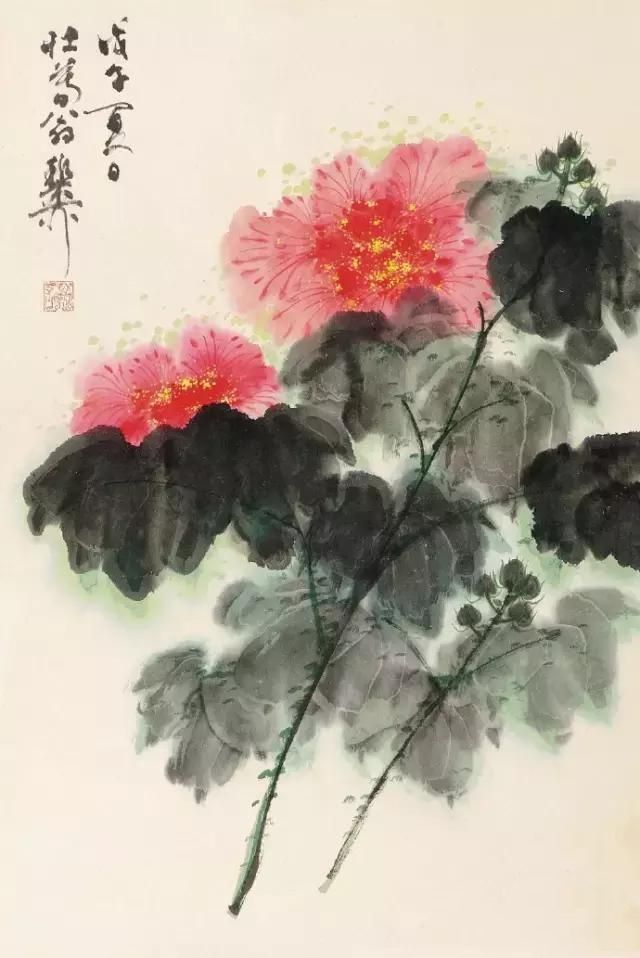 大师笔下芙蓉花,似美人初醉