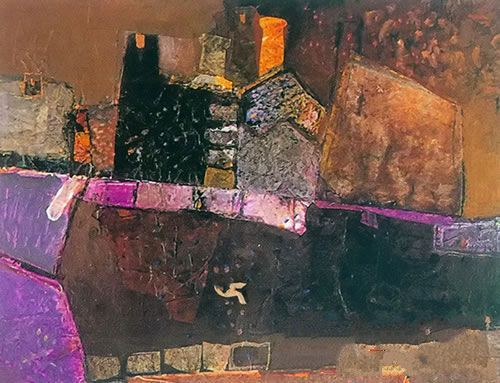 油画：卡皮里尔的屋顶，画家：芭芭拉・瑞伊