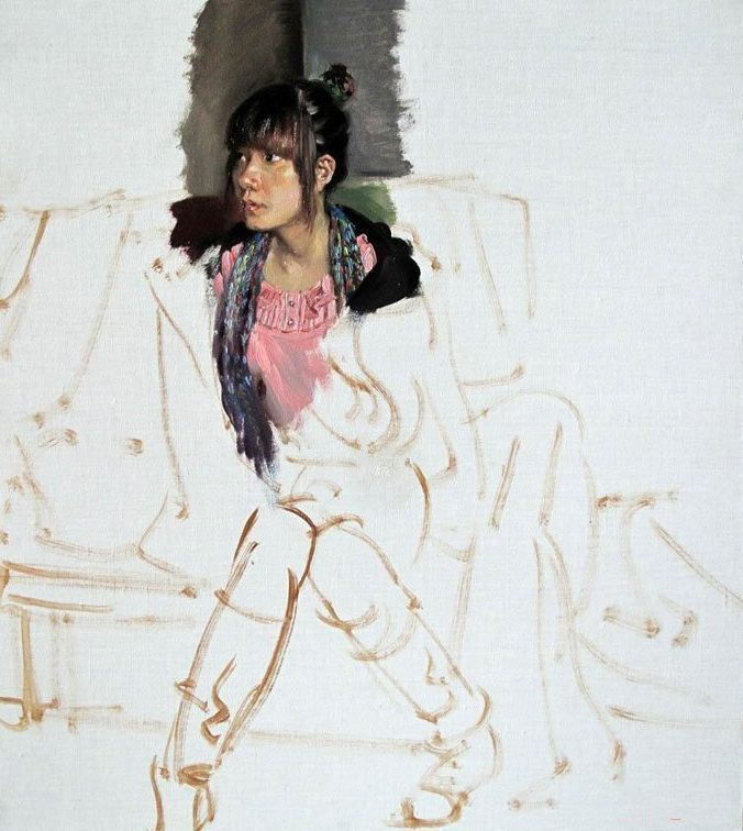 画出人的教程:年轻女性穿着靴子素描绘画步骤(4)