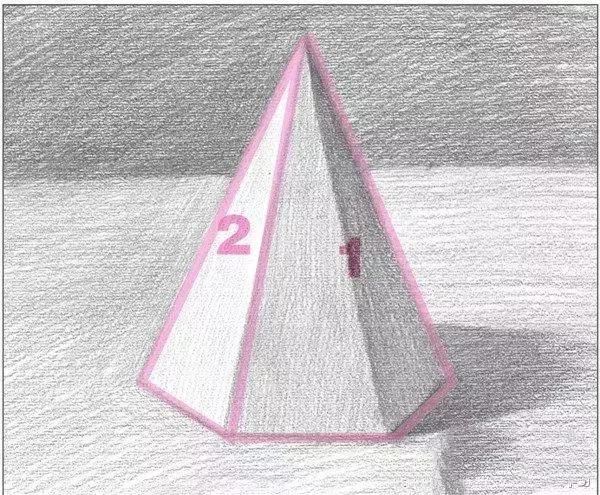 如何学素描――素描六棱锥的绘画教程