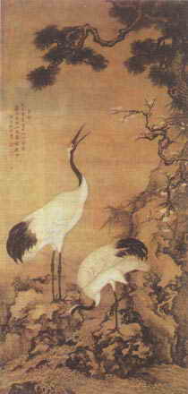 沈铨《双鹤图》