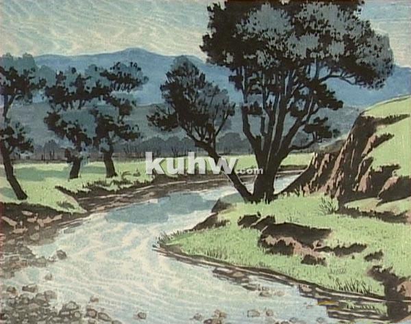 水印木刻风景版画