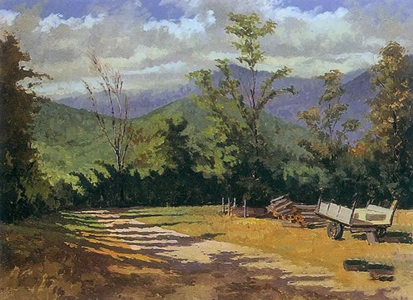 油画:靠近佩皮尼昂的风景,画家:詹姆斯・霍顿