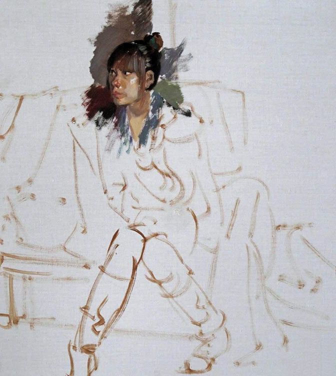 画出人的教程:年轻女性穿着靴子素描绘画步骤(2)