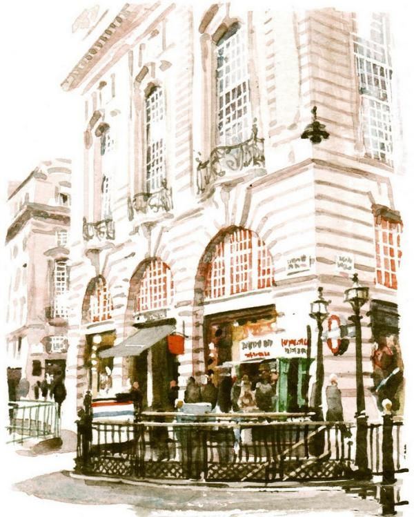 城市风光画01Philip Bannister城市风光水彩画作品