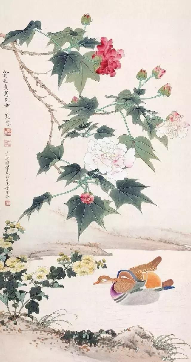 大师笔下芙蓉花，似美人初醉