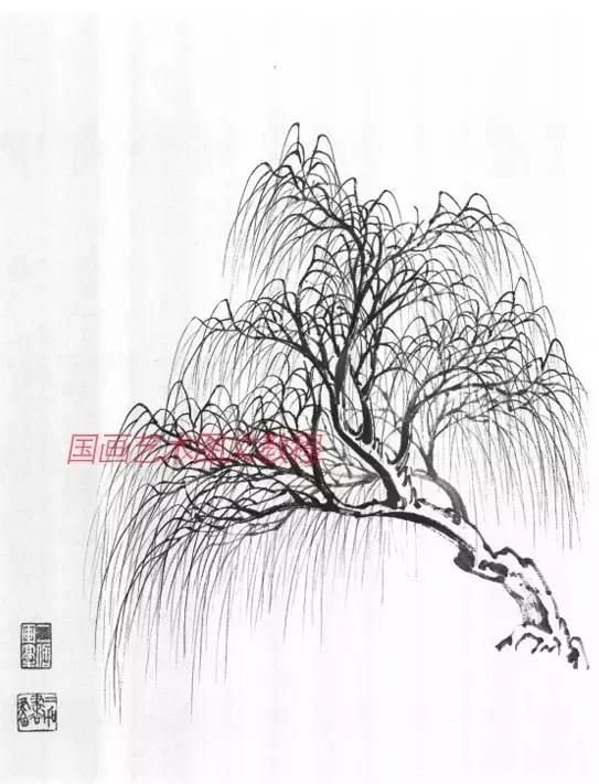 山水画基础技法,山水画基础教程,图文详解各种树的画法