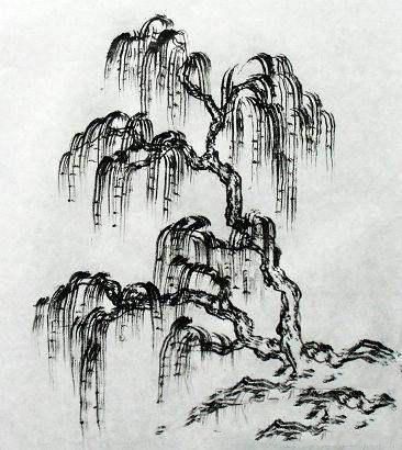 手把手教学画水墨画，中国画中松树竹子的画法简介！
