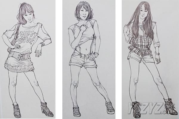 速写 打底裤 短裙 美腿