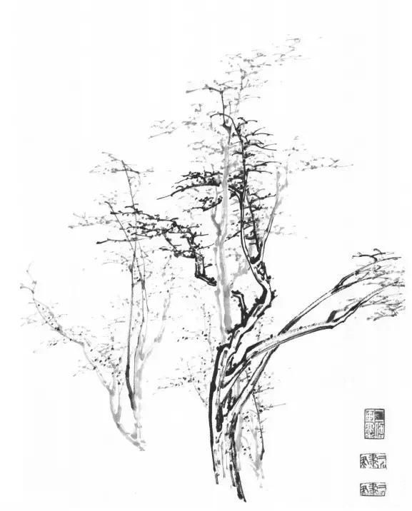 山水画基础技法，山水画基础教程，图文详解各种树的画法