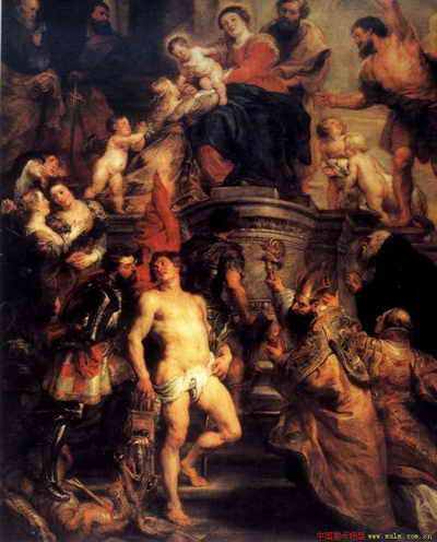 <a href=https://www.kuhw.com/e/tags/?tagid=1024 target=_blank class=infotextkey>鲁本斯</a>的油画《群雄瞻仰圣母与圣婴》