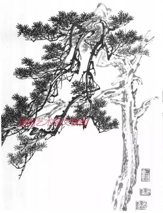 山水画基础技法,山水画基础教程,图文详解各种树的画法