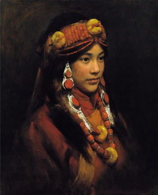张利 《甘南藏女》 尺寸:80×65cm 估价:450,000-550,000 张利 《甘南藏女》 尺寸:80×65cm 估价:450,000-550,000