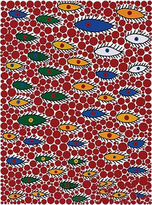 草间弥生 《空中飞舞的眼睛》(52/120) 尺寸:76×55.8cm 估价:25,000-55,000 草间弥生 《空中飞舞的眼睛》(52/120) 尺寸:76×55.8cm 估价:25,000-55,000