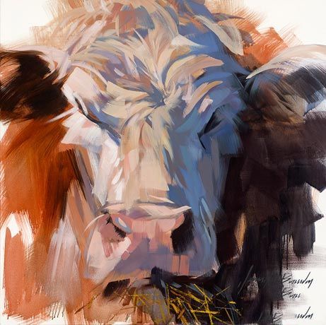 自定义宠物画像牛在画布上# 2 Cows-on-Canvas-3_Custom-pet-portraits-by――equestrian-painter-Jen-Brandon