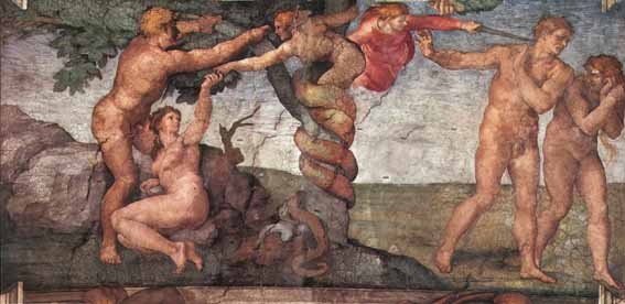 《原罪和逐出伊甸园》 <a href=https://www.kuhw.com/e/tags/?tagid=1936 target=_blank class=infotextkey>米开朗基罗</a>