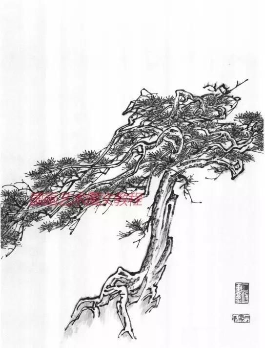 山水画基础技法,山水画基础教程,图文详解各种树的画法